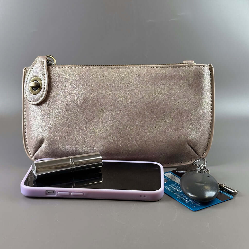 Vegan Clutch Bag Cross Body Wristlet - Rose Gold