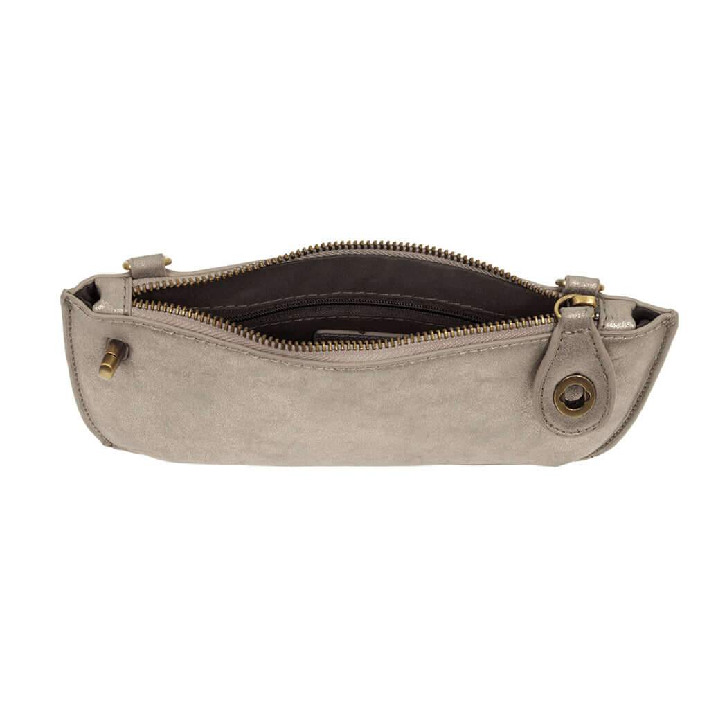 Vegan Clutch Bag Cross Body Wristlet - Silver