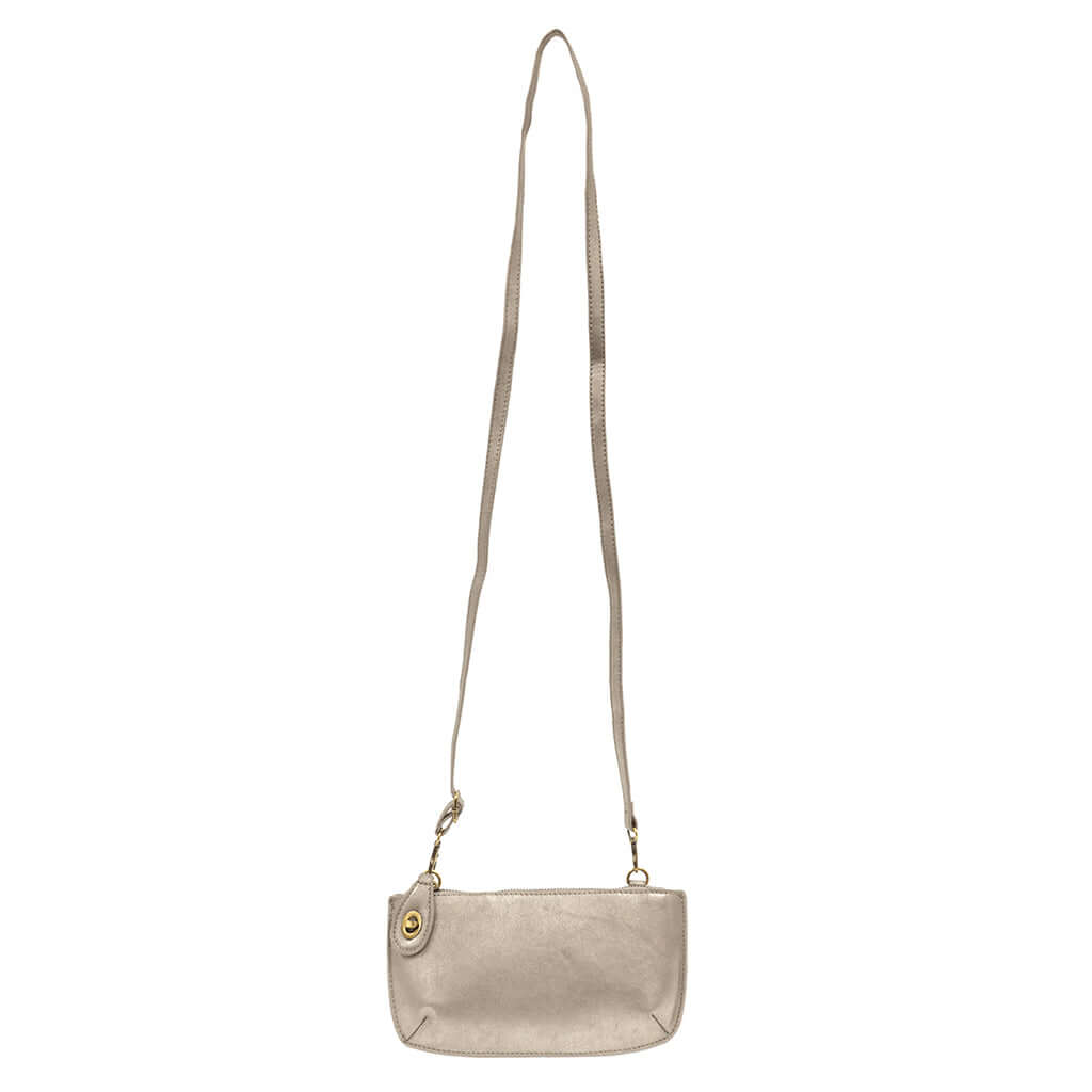 Vegan Clutch Bag Cross Body Wristlet - Silver