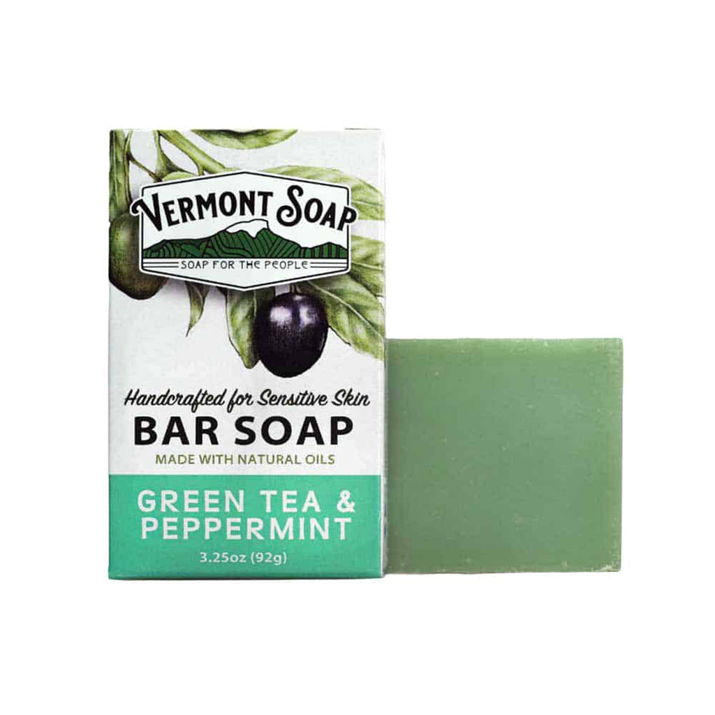 Matcha Green Tea & Peppermint Handmade Bar Soap - Vermont Soap 92g